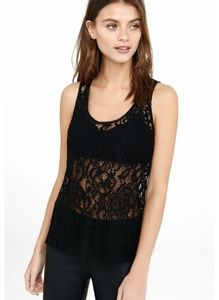 NWT Express Black Lace Zip Back Top
